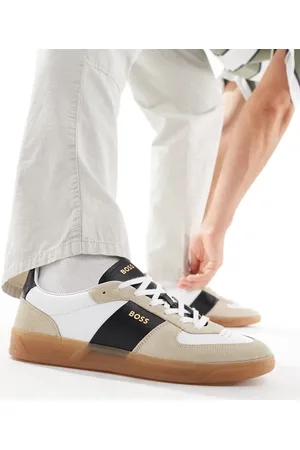 HUGO BOSS BOSS brandon trainers in white and beige