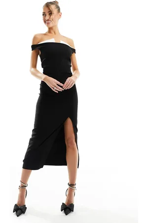 Vesper Zip back detail midi dress in monochrome