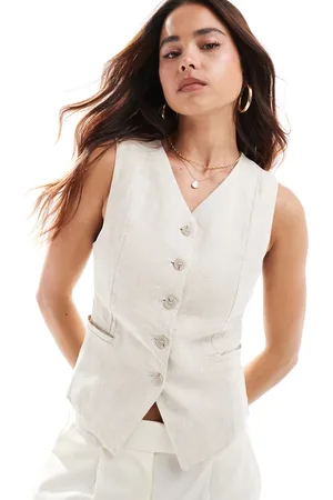 & OTHER STORIES Fitted linen waistcoat in beige
