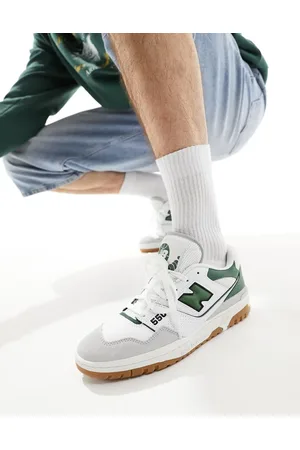 New Balance 550 trainers with suede toe in and green