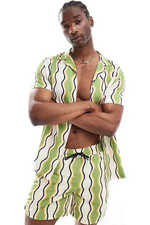 Hunky Trunks Wavy stripe beach shIrt co ord in and white