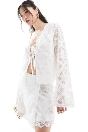 Y.A.S Y.A.S lace tie front top co-ord in