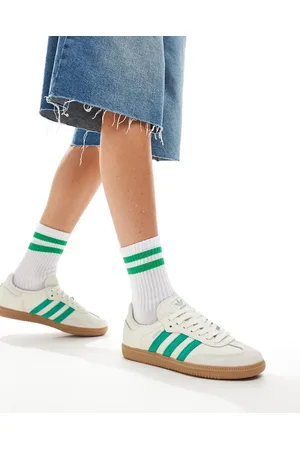 adidas Samba trainers in off and green
