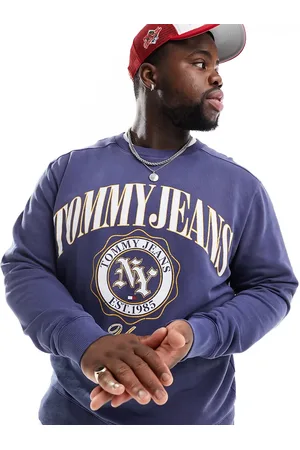 Tommy Hilfiger Big & Tall boxy luxe varsity crewneck sweatshirt in