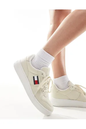 Tommy Hilfiger Retro basket textile trainers in beige