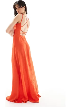 ONLY Strappy linen maxi dress in