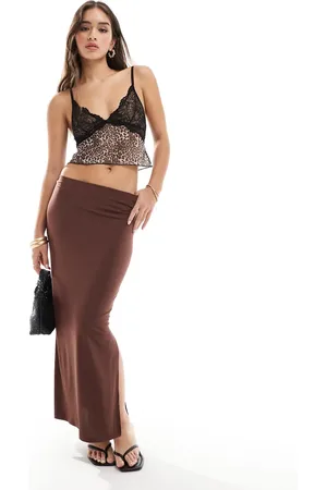 New Look Side split midi skirt in dark