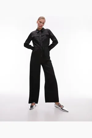Topshop Satin cargo jumpsuit in