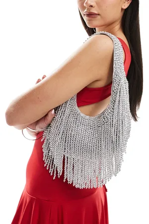 ASOS Scoop shoulder bag with beaded fringe detail in