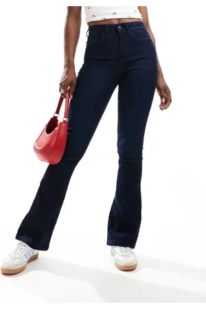 Noisy May Sallie high waist flared jeans in dark blue wash