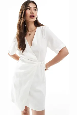 & OTHER STORIES Linen wrap mini dress in