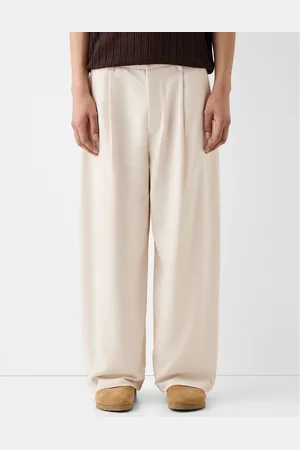 Bershka Collection wide tailored trouser in ecru