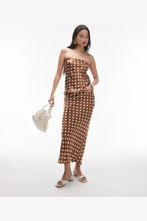Topshop Co-ord satin maxi skirt in and ivory spot