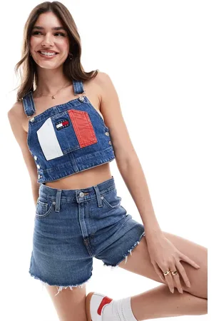 Tommy Hilfiger Vintage dungaree top in mid wash denim