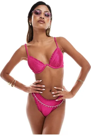 South Beach Shimmer crinkle high leg bikini bottom in