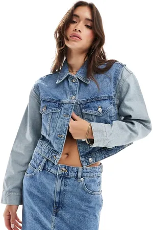 MANGO Mixed denim co-ord jacket in