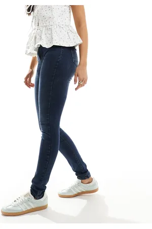 Noisy May Callie high waist skinny jeans in dark blue wash