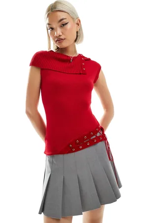 The Kript Off shoulder sleeveless knitted 90s top in