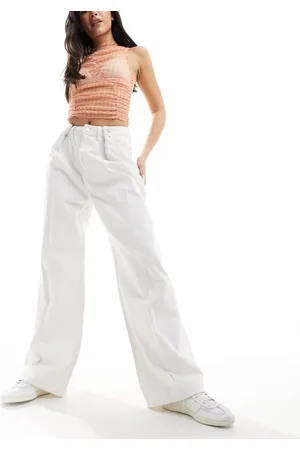 Monki Pleat front wide legs in ecru