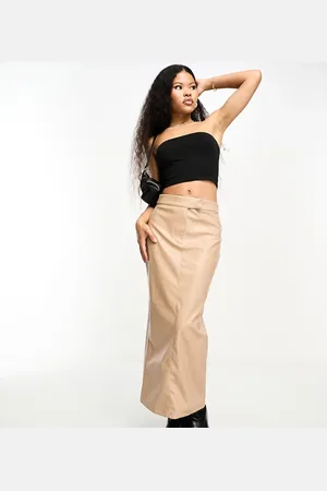 River Island Tailored column PU midi skirt in