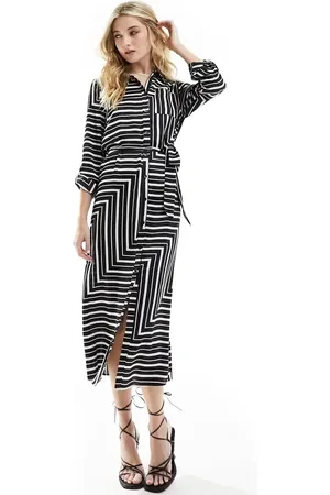 New Look Satin midi shirt dress in pattern
