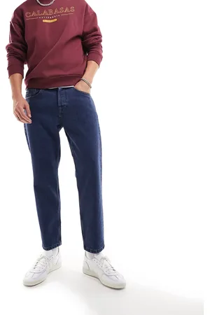 Only & Sons Avi rigid tapered fit cropped jeans in mid wash