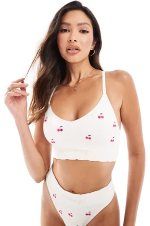 Boux Avenue Cherry embroidered bralette in ivory