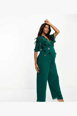 HOPE & IVY Jumpsuit with embellishment in emerald