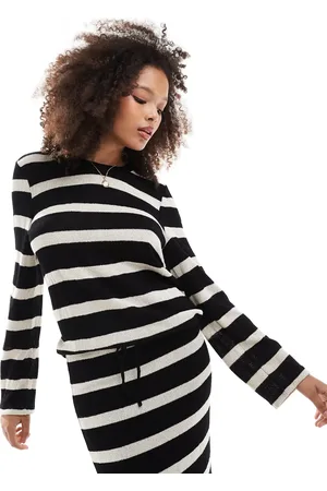 Object Sheer knitted jumper co-ord in mono stripe
