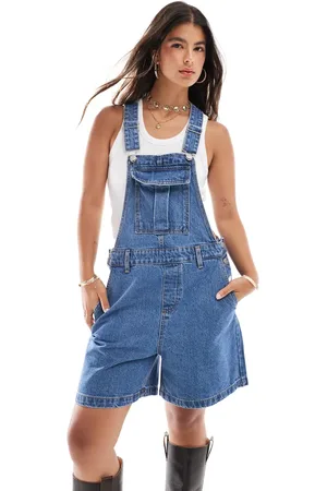 Noisy May Denim short dungaress in mid wash