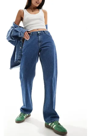 Dr Denim Arch regular fit mid waist straight leg jeans in pebble mid stone wash