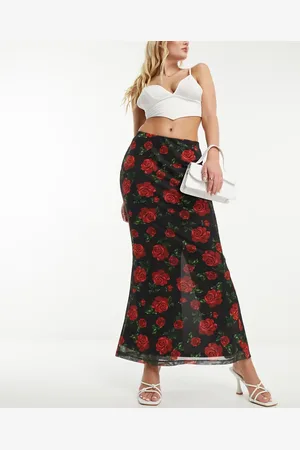 Forever New Mesh maxi skirt in rose print