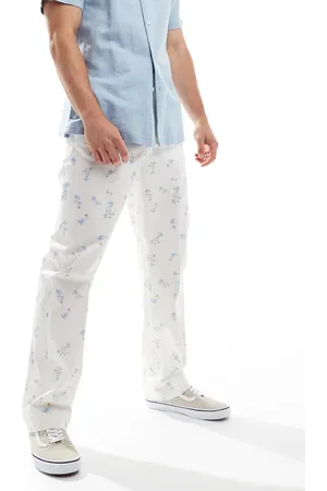 ASOS Smart straight fit trousers in blue ditsy floral print