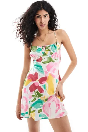 ASOS Ruched bust mini cami dress in abstract floral print