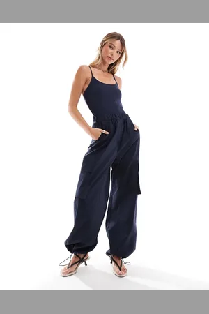 MANGO Utility knitted cami top jumpsuit in dark