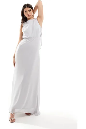 TFNC Bridesmaid chiffon cowl back maxi dress in