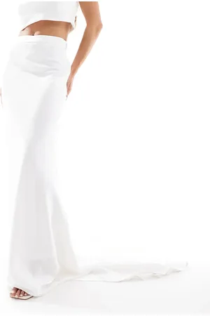 Six Stories Bridal satin maxi skirt co-ord with train in