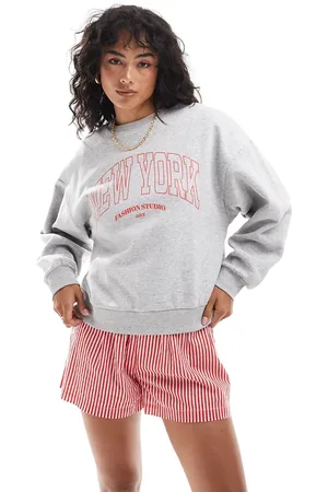 JJXX Sweatshirt with new york chest print in marl