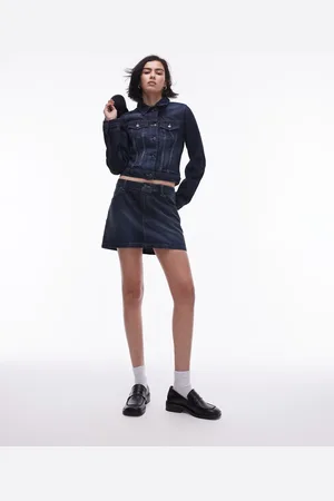 Topshop Co ord denim mini pelmet skirt in deep vintage