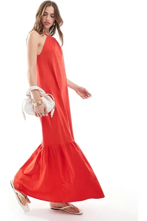 MANGO Halterneck tiered midi dress in