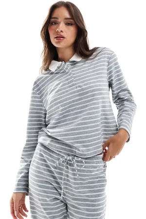 VERO MODA Jersey polo top co-ord in stripe