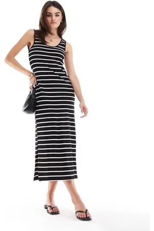 MANGO Stripe midi dress in