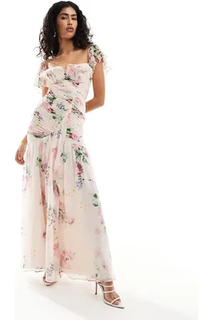 ASOS Frill gathered body midi dress in floral print