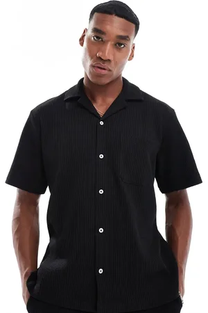 SELECTED Waffle revere collar shirt in