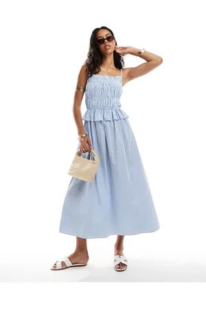 River Island Shirred midi dress in