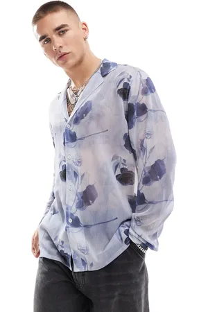ASOS Relaxed deep revere shirt with floral print in