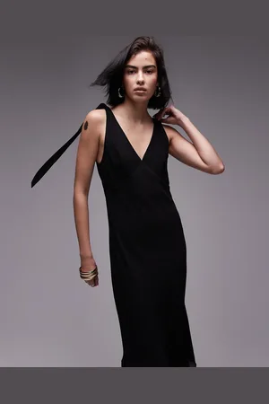 Topshop Tie shoulder midi dress in