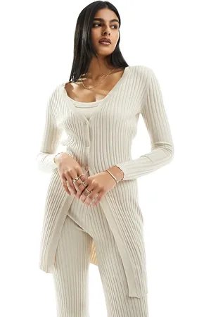 ONLY Longline knitted cardigan co-ord in beige