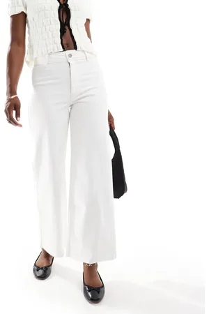 MANGO Wide leg jeans in off