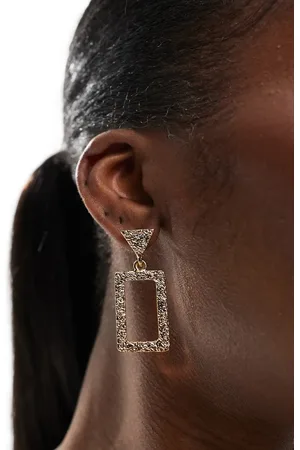 Accessorize Hammered square drop earrings in